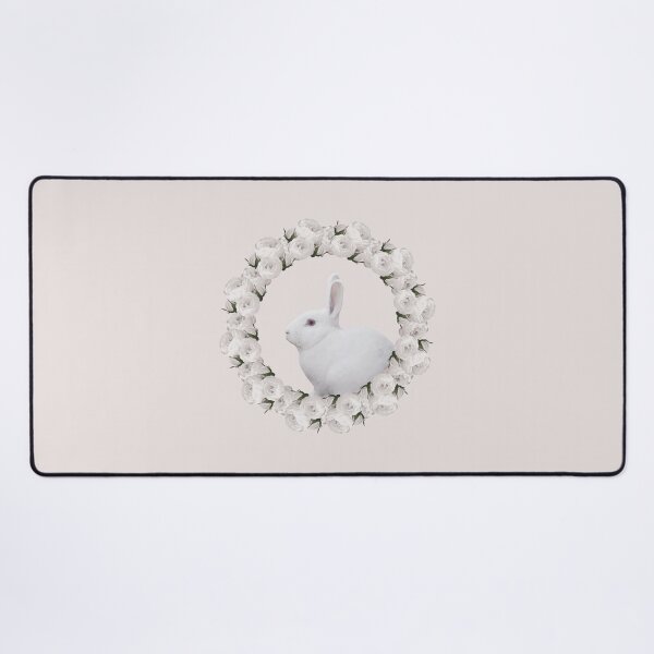 Item preview, White Rose Wreath Rabbit V2 Pink designed and sold by PressedOak.