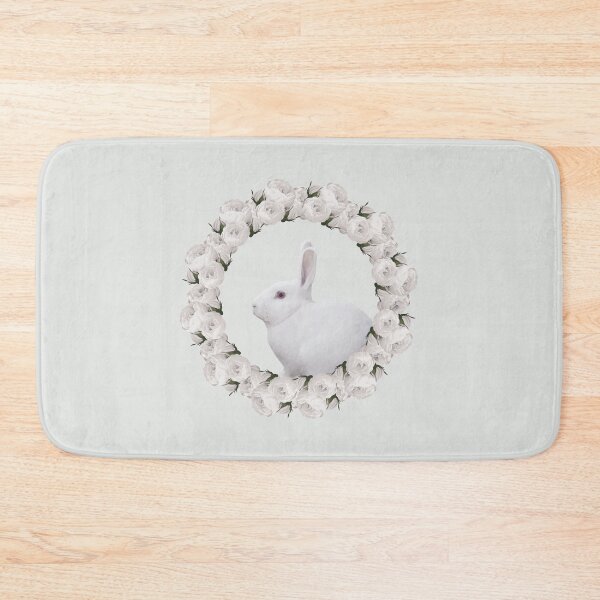 Item preview, White Rose Wreath Rabbit V2 Green designed and sold by PressedOak.