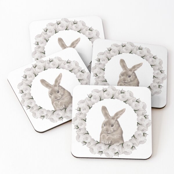 Item preview, White Rose Wreath Rabbit V3 designed and sold by PressedOak.