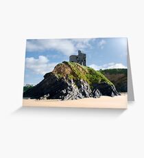 old historic Ballybunion castle on a cliff edge Greeting Card