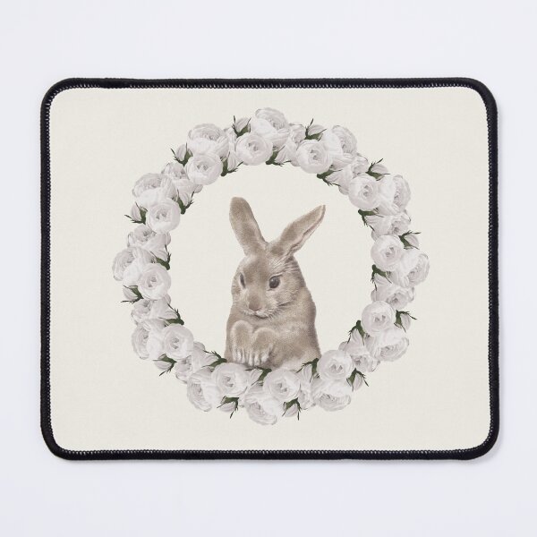 Item preview, White Rose Wreath Rabbit V3 Yellow designed and sold by PressedOak.
