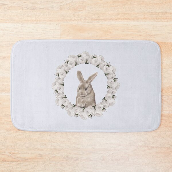 Item preview, White Rose Wreath Rabbit V3 Blue designed and sold by PressedOak.