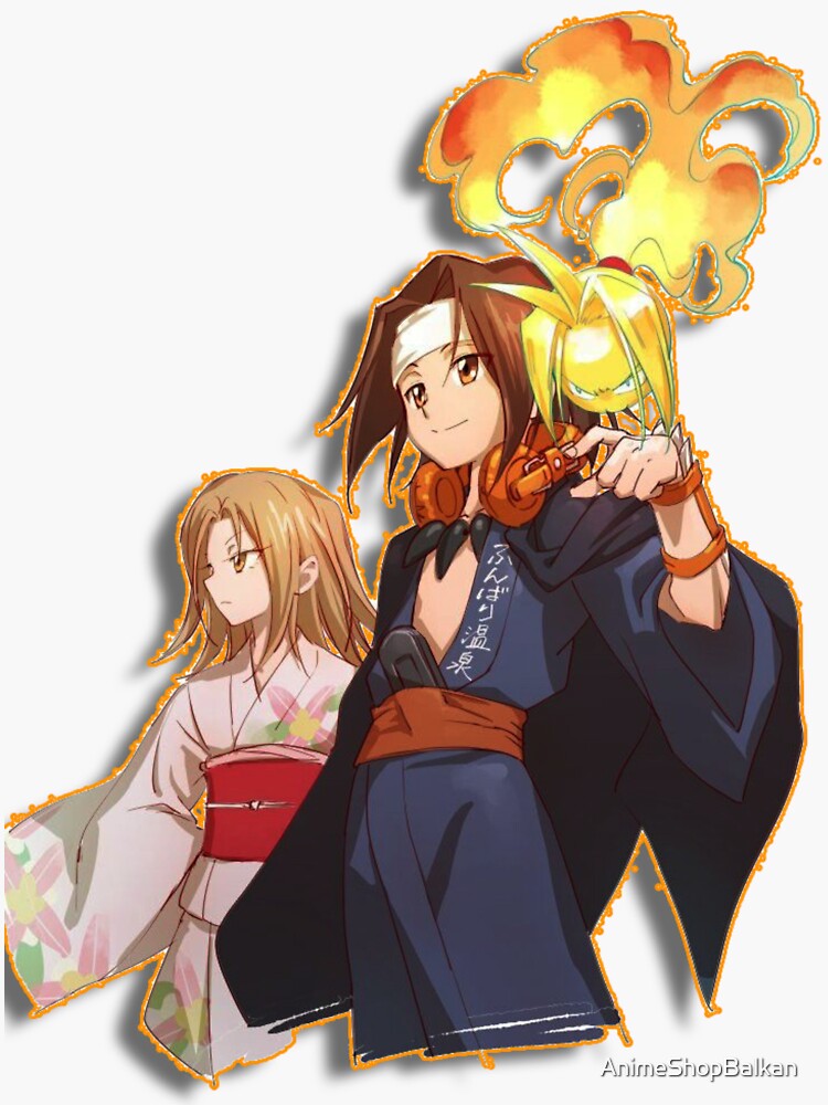 "Yoh,Anna and Amidamaru Shaman KIng" Sticker by AnimeShopBalkan | Redbubble