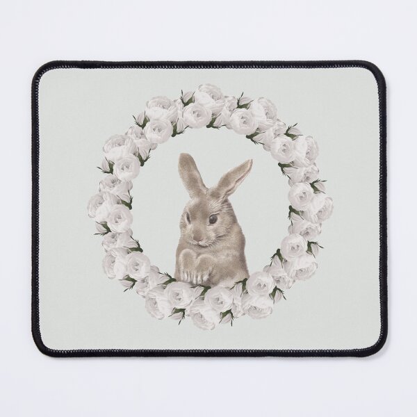 Item preview, White Rose Wreath Rabbit V3 Green designed and sold by PressedOak.