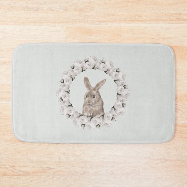 Item preview, White Rose Wreath Rabbit V3 Green designed and sold by PressedOak.