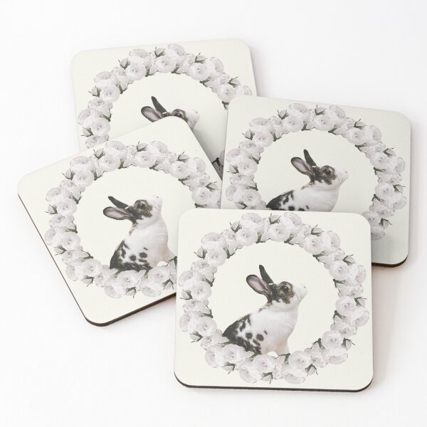 Item preview, White Rose Wreath Rabbit V4 Yellow designed and sold by PressedOak.