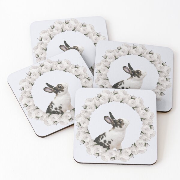 Item preview, White Rose Wreath Rabbit V4 Blue designed and sold by PressedOak.