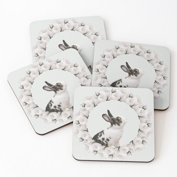 Item preview, White Rose Wreath Rabbit V4 Green designed and sold by PressedOak.