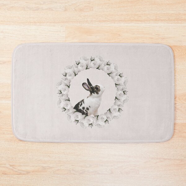 Item preview, White Rose Wreath Rabbit V4 Pink designed and sold by PressedOak.