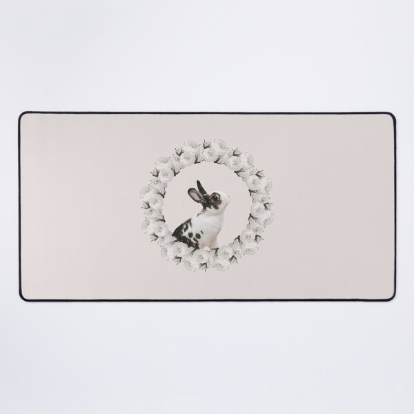 Item preview, White Rose Wreath Rabbit V4 Pink designed and sold by PressedOak.