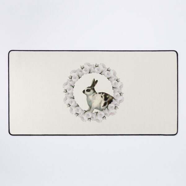 Item preview, White Rose Wreath Rabbit V5 Yellow designed and sold by PressedOak.