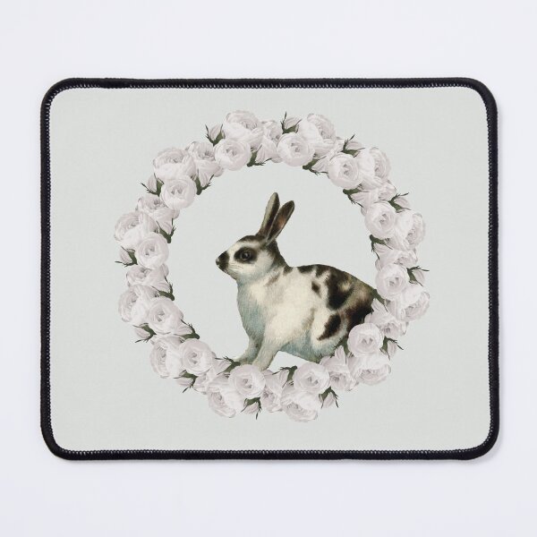 Item preview, White Rose Wreath Rabbit V5 Green designed and sold by PressedOak.