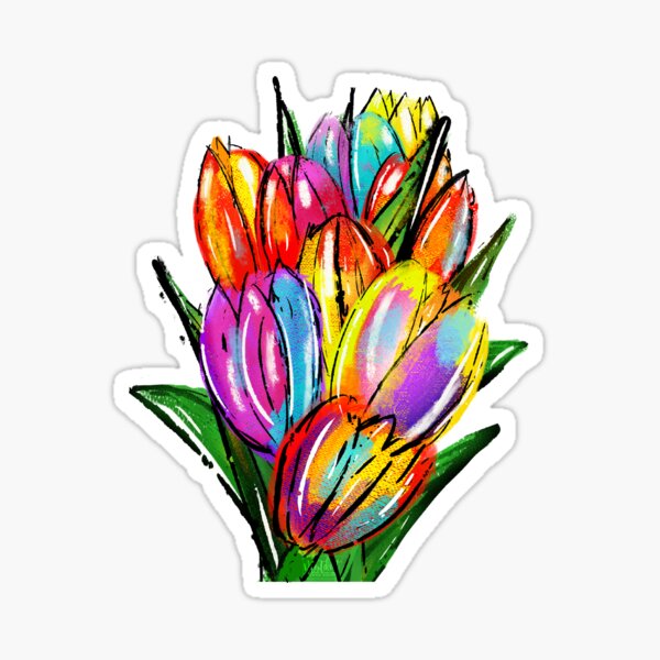 Colorful Dutch tulip flowers. Sticker