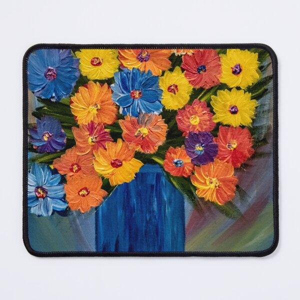 Item preview, A beautiful bouquet of mixed flowers in a glass and gold vase . Using my favorite colors as vibrant background designed and sold by kkartwork.