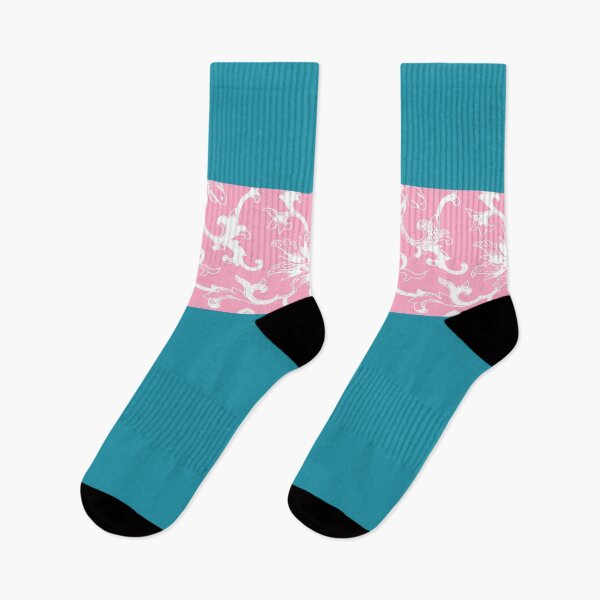 Item preview, Teal and Pink Stripes with White Line Flowers designed and sold by Greenbaby.