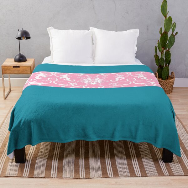 Item preview, Teal and Pink Stripes with White Line Flowers designed and sold by Greenbaby.