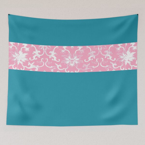 Item preview, Teal and Pink Stripes with White Line Flowers designed and sold by Greenbaby.