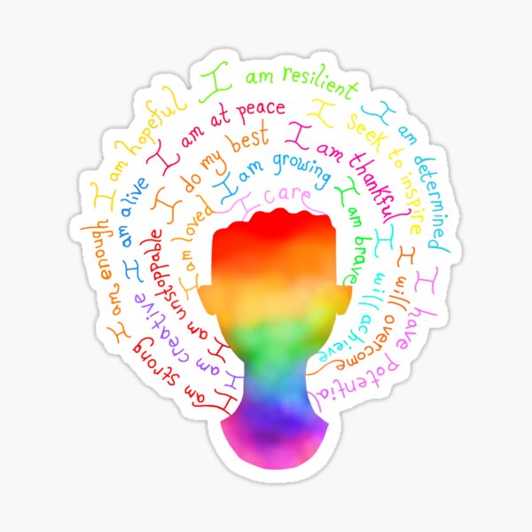 Rainbow Hair Positive Affirmation Silhouette - Positive Affirmations -  Sticker
