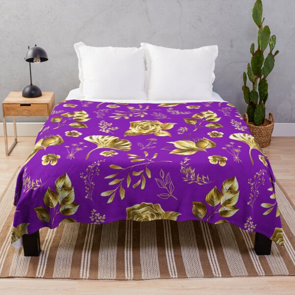 Item preview, Purple and Gold Summer Floral and Glamour Seamless Pattern designed and sold by AurayaStudio.