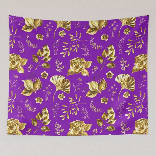 Item preview, Purple and Gold Summer Floral and Glamour Seamless Pattern designed and sold by AurayaStudio.