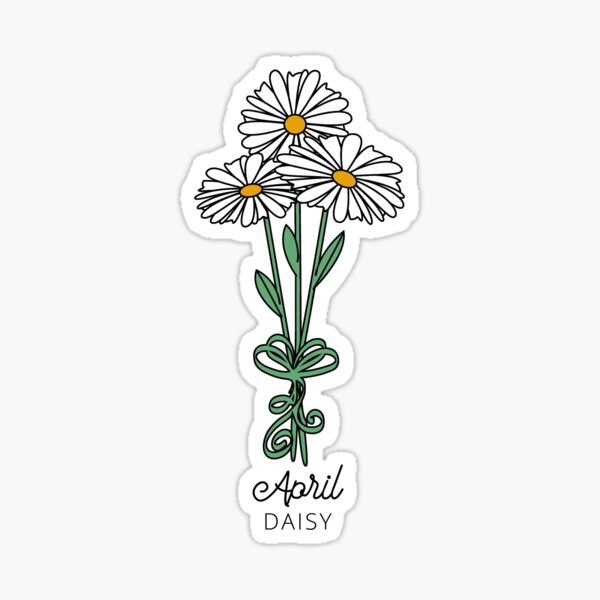 April Birth Month Flower (Daisy Flower) Sticker for Sale by customsbykate