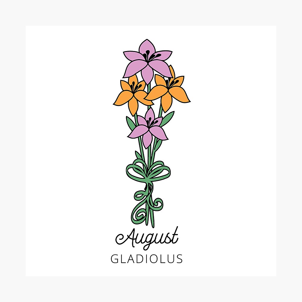 August Gladiolus Art Print / Birth Flower Print / Gladiolus Wall Art /  Botanical Art Print / August Birthday Gift / Flower Wall Art - Etsy | Birth flower  tattoos, Gladiolus flower tattoos, August flower tattoo