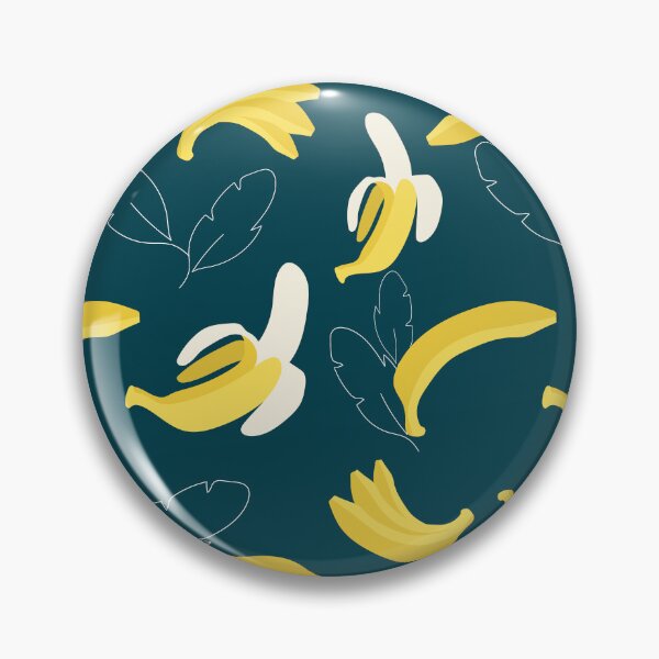 Item preview, Banana & Leaf Pattern - Dark Teal Background designed and sold by kmarins-art.