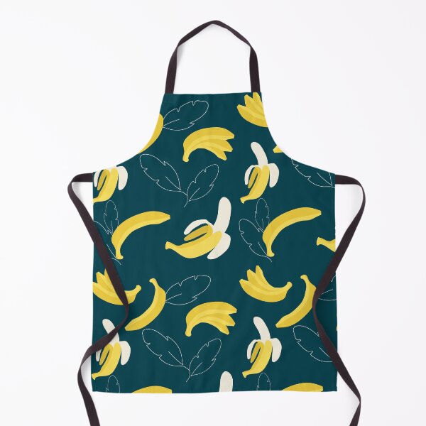 Item preview, Banana & Leaf Pattern - Dark Teal Background designed and sold by kmarins-art.