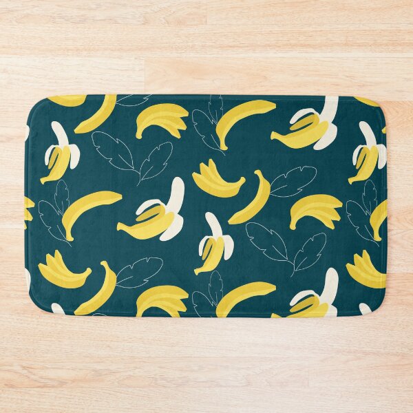 Item preview, Banana & Leaf Pattern - Dark Teal Background designed and sold by kmarins-art.