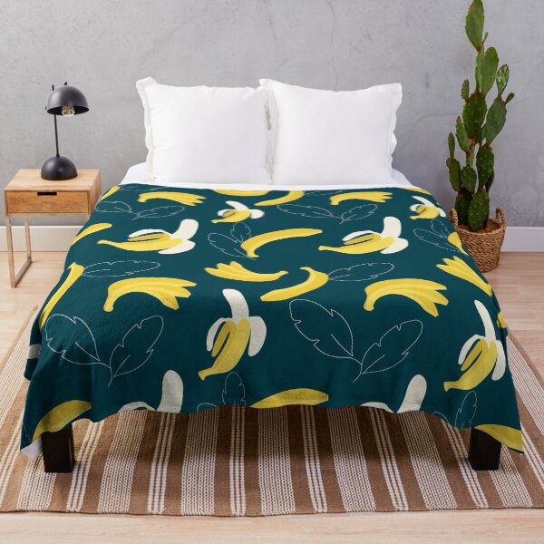 Item preview, Banana & Leaf Pattern - Dark Teal Background designed and sold by kmarins-art.