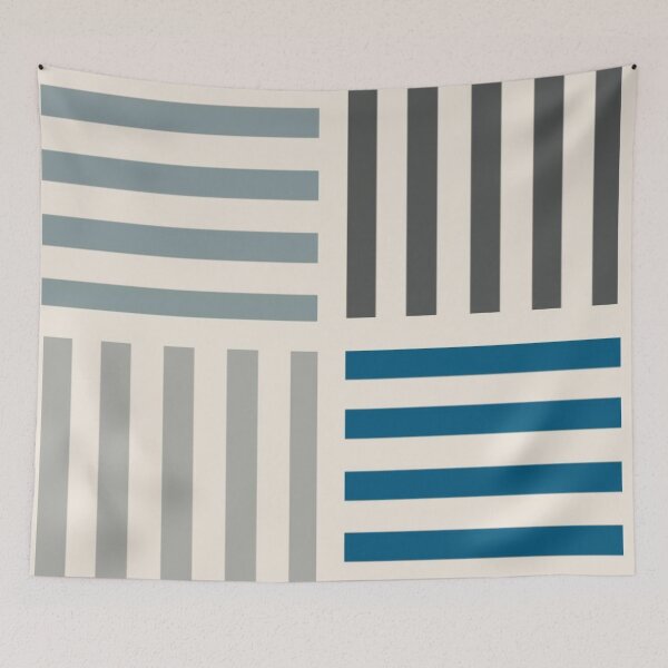 Item preview, Checkered Stripes Abstract White, Grey And Blue designed and sold by Pretty-Bird.