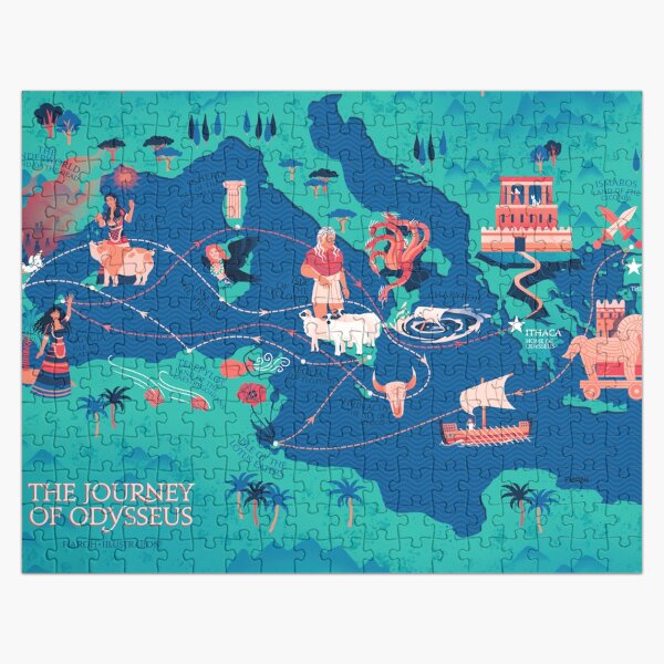 Vista previa del artículo con la obra «Mapa Odyssey: seguro para el trabajo», diseñado y vendido por flaroh.