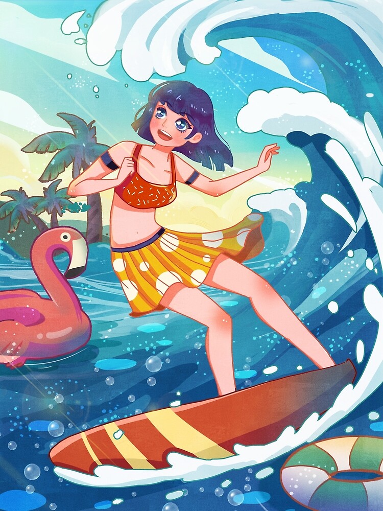 Anime, Girl, beach, Surfboard, HD wallpaper | Peakpx