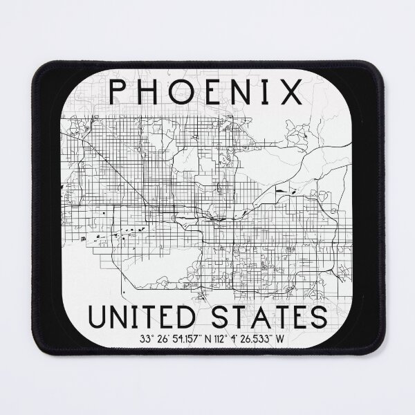 Item preview, PHOENIX ARIZONA MAP MONOCHROME WHITE designed and sold by lukas69graphic.