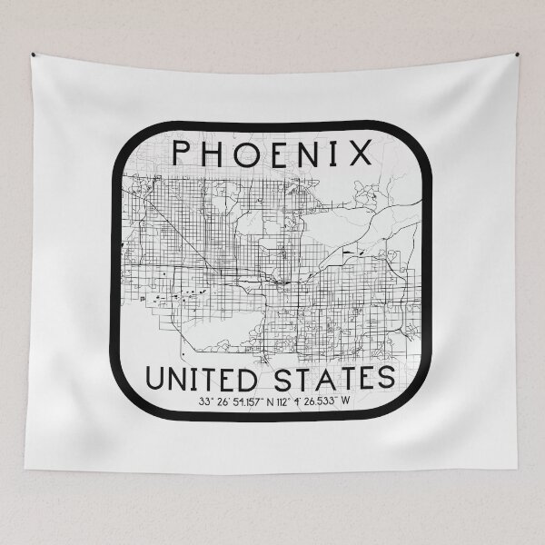 Item preview, PHOENIX ARIZONA MAP MONOCHROME WHITE designed and sold by lukas69graphic.