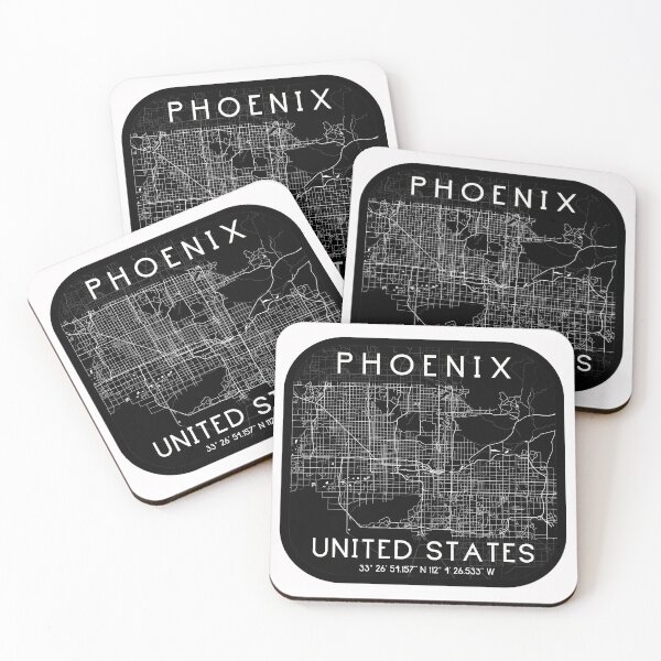Item preview, PHOENIX ARIZONA MAP MONOCHROME BLACK designed and sold by lukas69graphic.
