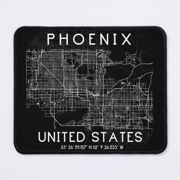 Item preview, PHOENIX ARIZONA MAP MONOCHROME BLACK designed and sold by lukas69graphic.