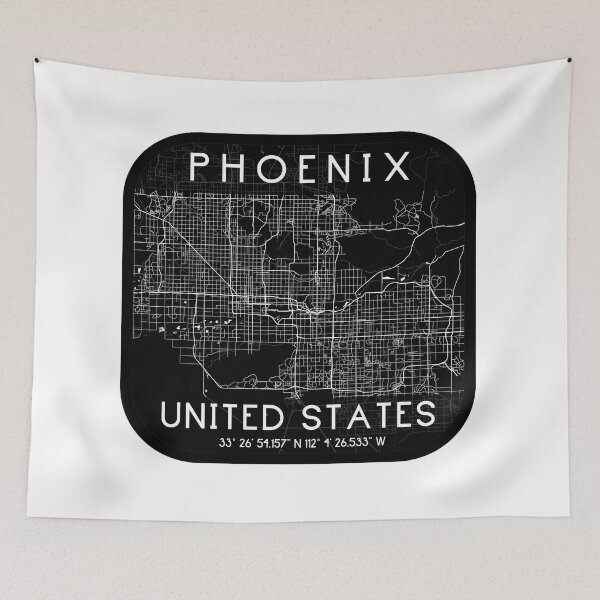 Item preview, PHOENIX ARIZONA MAP MONOCHROME BLACK designed and sold by lukas69graphic.