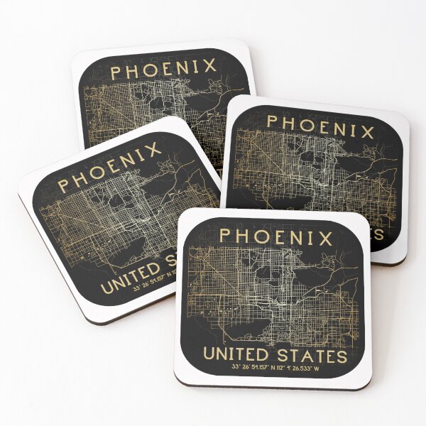 Item preview, PHOENIX ARIZONA MAP MONOCHROME GOLD designed and sold by lukas69graphic.