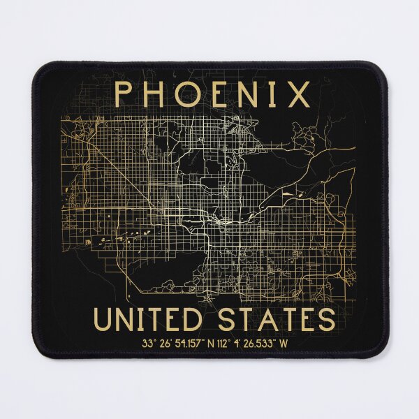 Item preview, PHOENIX ARIZONA MAP MONOCHROME GOLD designed and sold by lukas69graphic.