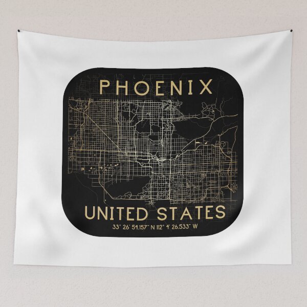 Item preview, PHOENIX ARIZONA MAP MONOCHROME GOLD designed and sold by lukas69graphic.