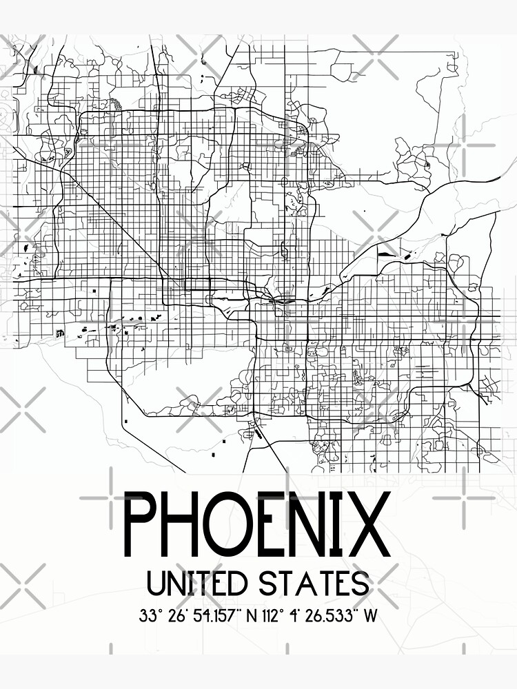 "PHOENIX ARIZONA MAP MONOCHROME WHITE" Sticker for Sale by