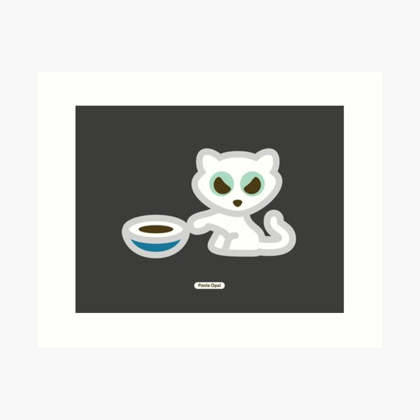 Cat Moment: Feed me neow! (for dark background) Art Print