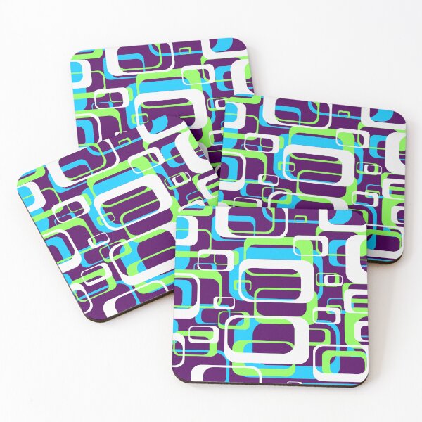 Item preview, Neon Green and Light Blue 60s Inspired Retro Shapes designed and sold by TotallyRetroArt.