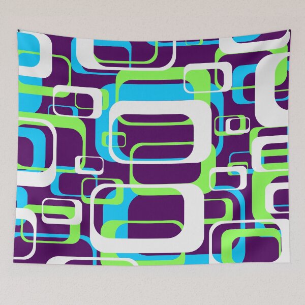 Item preview, Neon Green and Light Blue 60s Inspired Retro Shapes designed and sold by TotallyRetroArt.