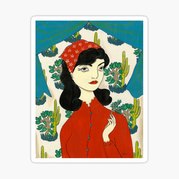 Girl with Cacti Sticker