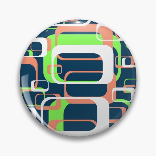 Item preview, Neon Green and Salmon 60s Inspired Retro Shapes designed and sold by TotallyRetroArt.