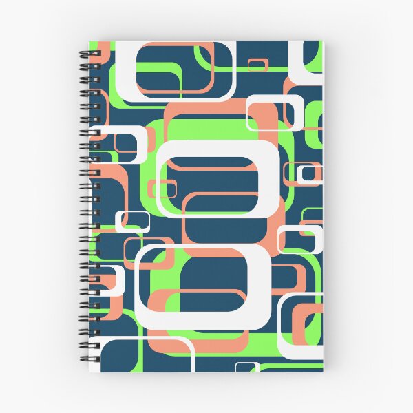 Item preview, Neon Green and Salmon 60s Inspired Retro Shapes designed and sold by TotallyRetroArt.