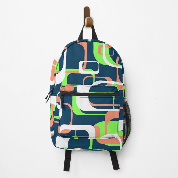 Item preview, Neon Green and Salmon 60s Inspired Retro Shapes designed and sold by TotallyRetroArt.