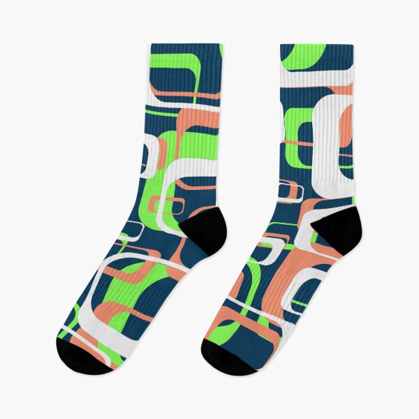 Item preview, Neon Green and Salmon 60s Inspired Retro Shapes designed and sold by TotallyRetroArt.